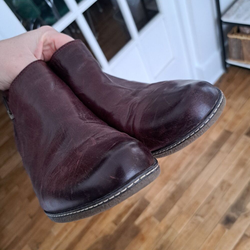 DANSKO WOMEN'S LEYLA Side Zip Boot Bootie Size 40 9.5/10 Red Wine Leather Shoe - Picture 7 of 8